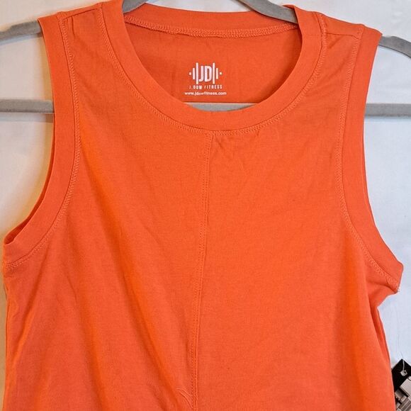 J Dow Bright Orange Colorful Fitness Tie Waist Sleeveless T-shirt XS NWT - Picture 3 of 9